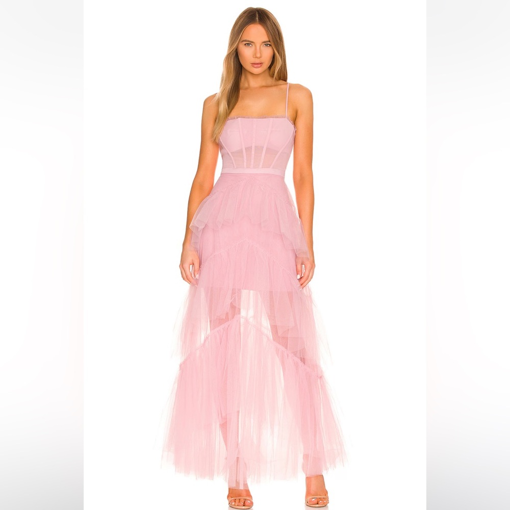 BCBG Corset Tulle Gown in Pink Rose From Revolve